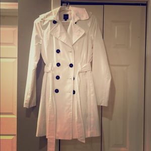 White jacket with black buttons